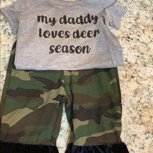 Daddy’s little deer hunter outfit.